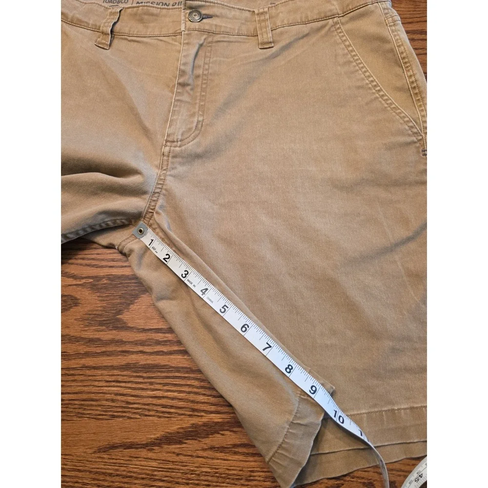 Toad &Co Mission Ridge Shorts Men's 36 Tan Organic Cotton Blend Chino Classic